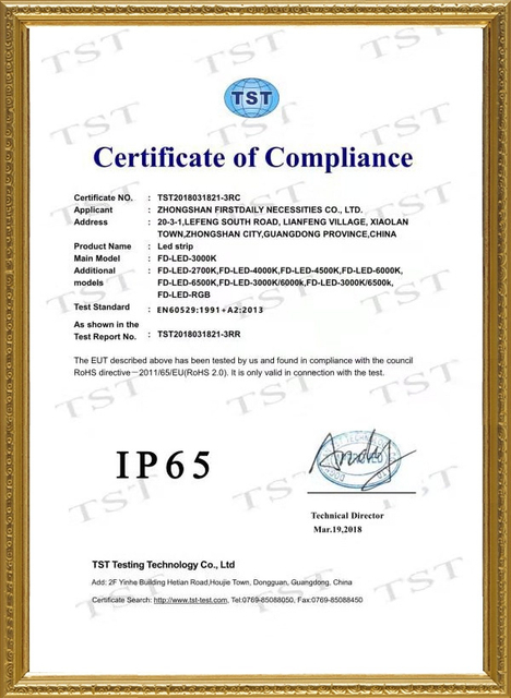 LED Strips certificates